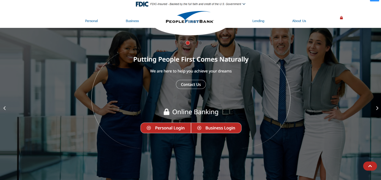 Screenshot of PeopleFirst Bank website