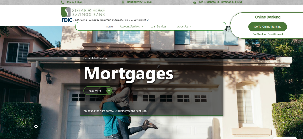 Streator Home Savings Bank Screenshot
